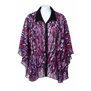 Vintage Bob Mackie Wearable Art‎ Blouse  Size XL  Sheer Animal Print